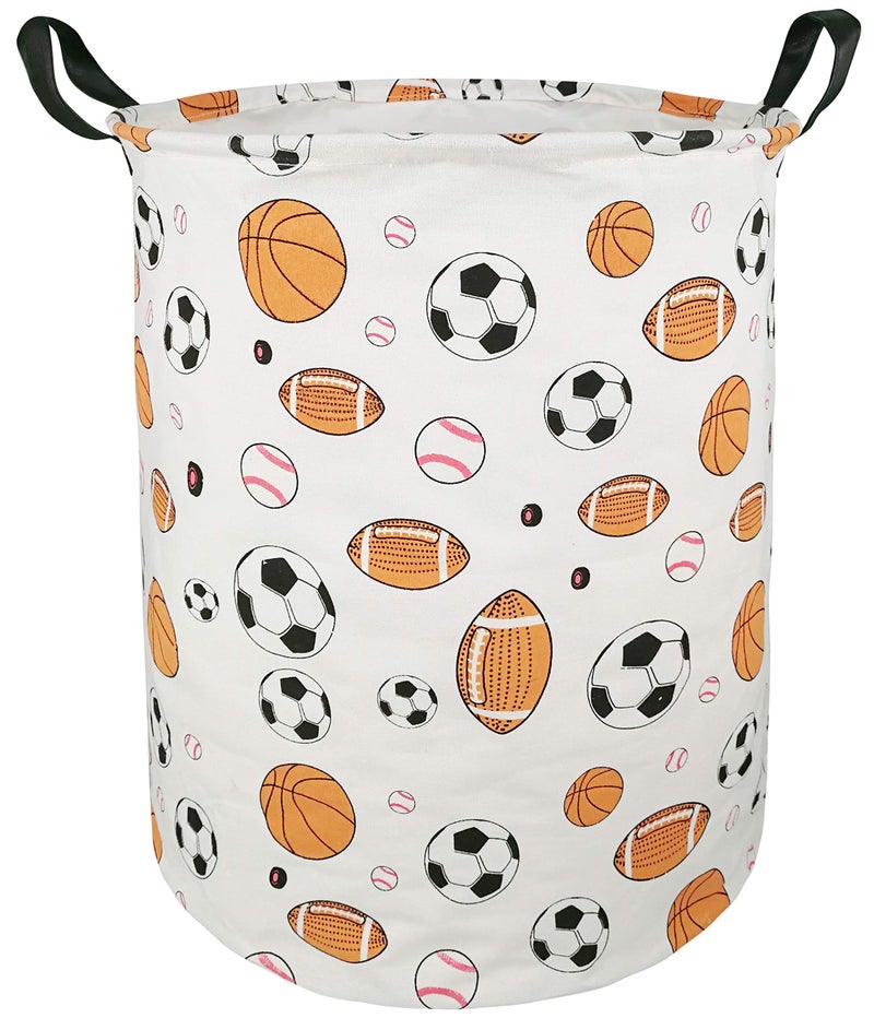 KUNRO Large Sized Round Storage Basket Waterproof Coating Organizer Bin Laundry Hamper for Nursery Clothes Toys (Balls) - Image 1